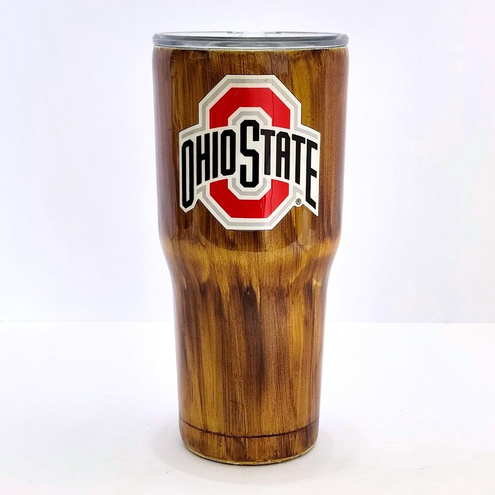 BUILT Ohio State Buckeyes Stainless Steel Insulated Tumbler 30oz Wood Grain